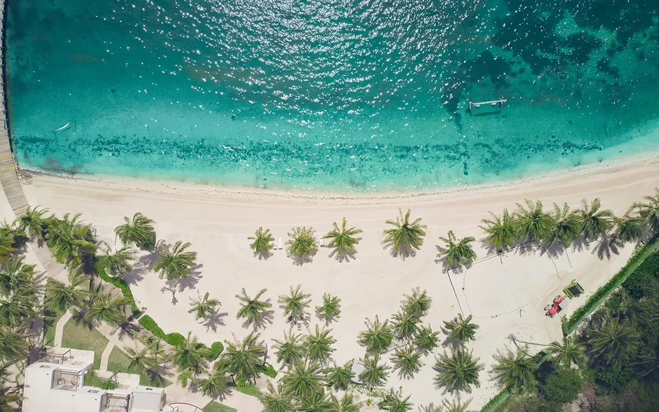 Aerial view of the beach at Las Terrazas Resort